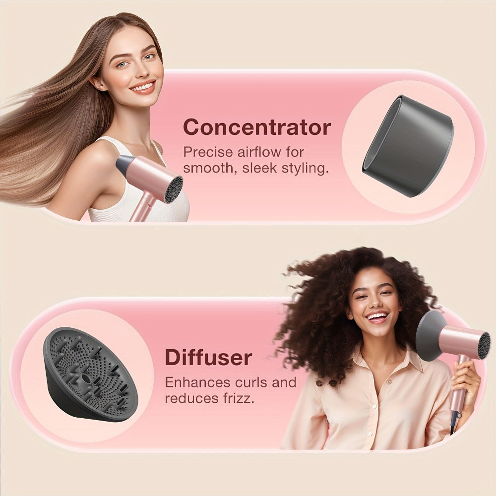 1875W Ionic Travel Hair Dryer Foldable with Diffuser & Concentrator Nozzle — Brushless Motor, 3 Heat Settings, 2 Speeds, Fast Drying Compact Blow Dryer for All Hair Types, Pink or  - product image 15