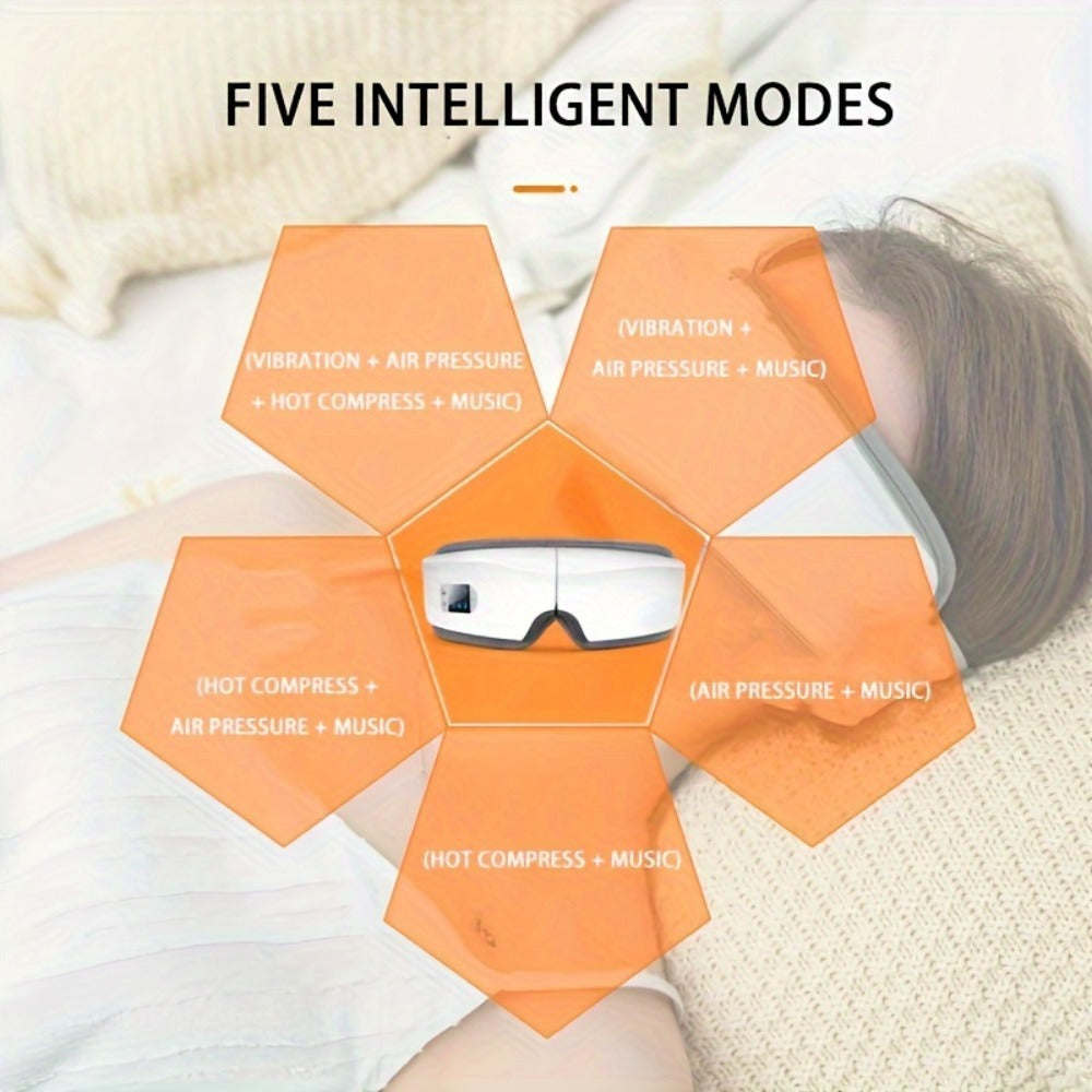 Eye Massager 4D Kneading Vibration Hot Compress Bluetooth Music Massage – Rechargeable Portable Eye Relax Device for Stress Relief - product image 6