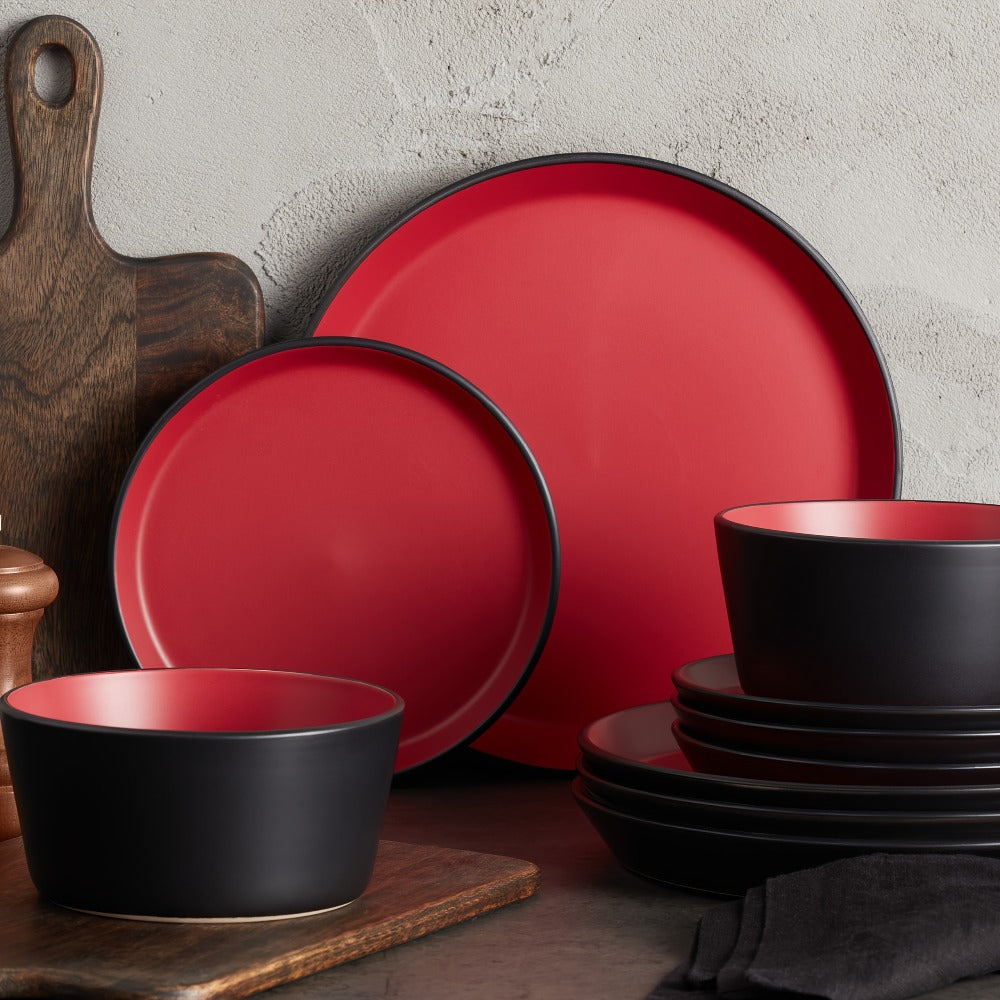 Ceramic Dinnerware Set for 4 – Porcelain Plates Bowls Cups Matte Finish Dishwasher Microwave Oven Safe Stoneware Tableware Scratch Resistant for Restaurant Kitchen Wedding Annivers - product image 2