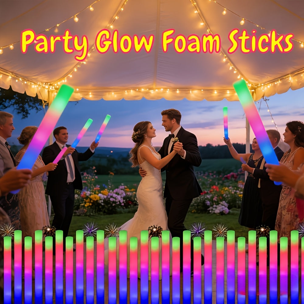 100 pcs Pack LED Foam Light Sticks - 3-Mode Color Changing Flashing Party Favors with Flashing Modes Suitable for Weddings, Birthdays, Concerts, Camping, for - product image