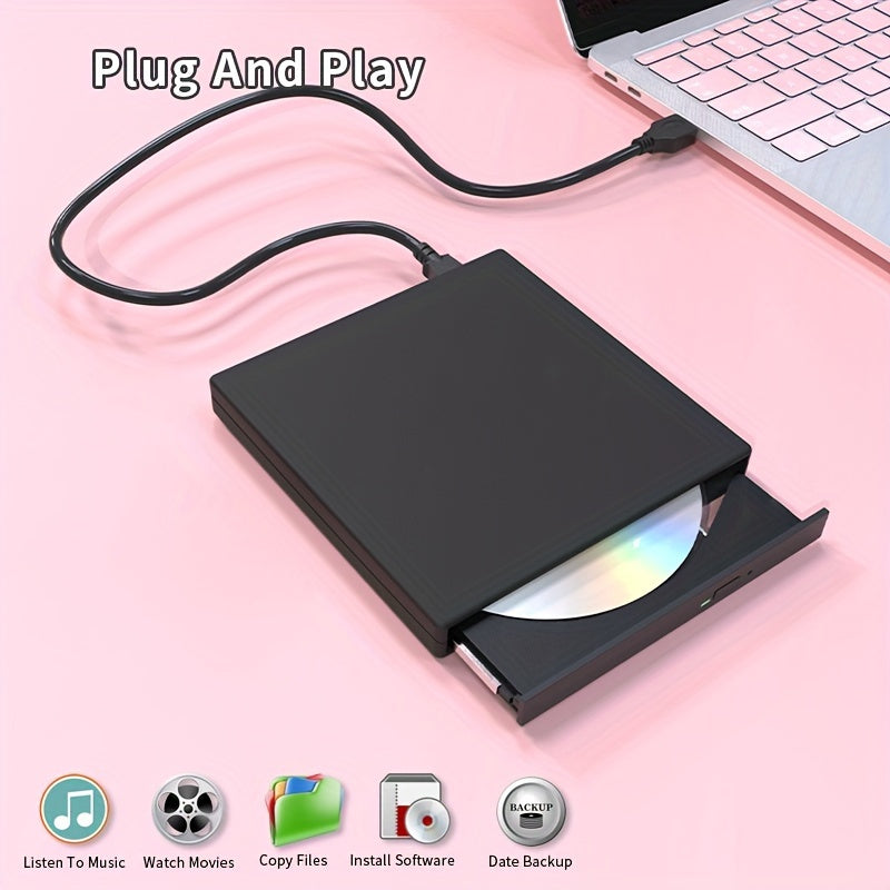 External DVD CD/DVD-ROM CD-RW Player Portable External CD-RW Drive DVD-RW Burner Recorder Player for Laptop Desktop Computer with Storage Bag - product image 7