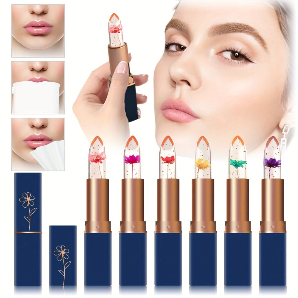 Flower Shaped pH Lip Balm Set 6pcs Individually Wrapped — Color Changing Transparent to Pink Tint, 6 Flavors Deep Moisturizing, Cute Floral Design Beauty Gift for Women Girls & Tee - product image 2