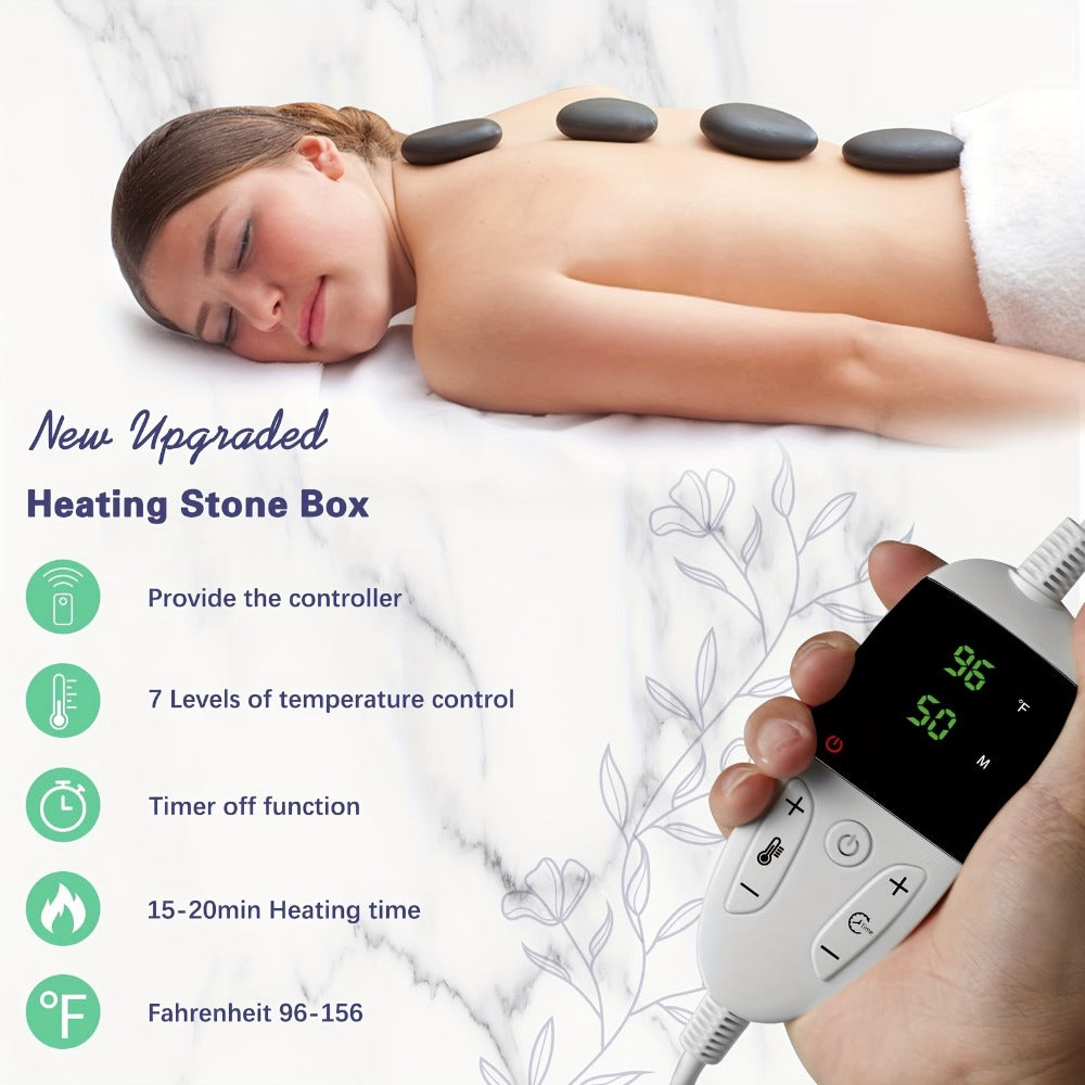 Basalt Hot Stone Massage Kit 20Pcs with Temperature Control Heater - Professional Spa Therapy Set for Full Body Neck Back Leg Stomach, Natural Stones Warmer for Therapist & Home Us - product image 6