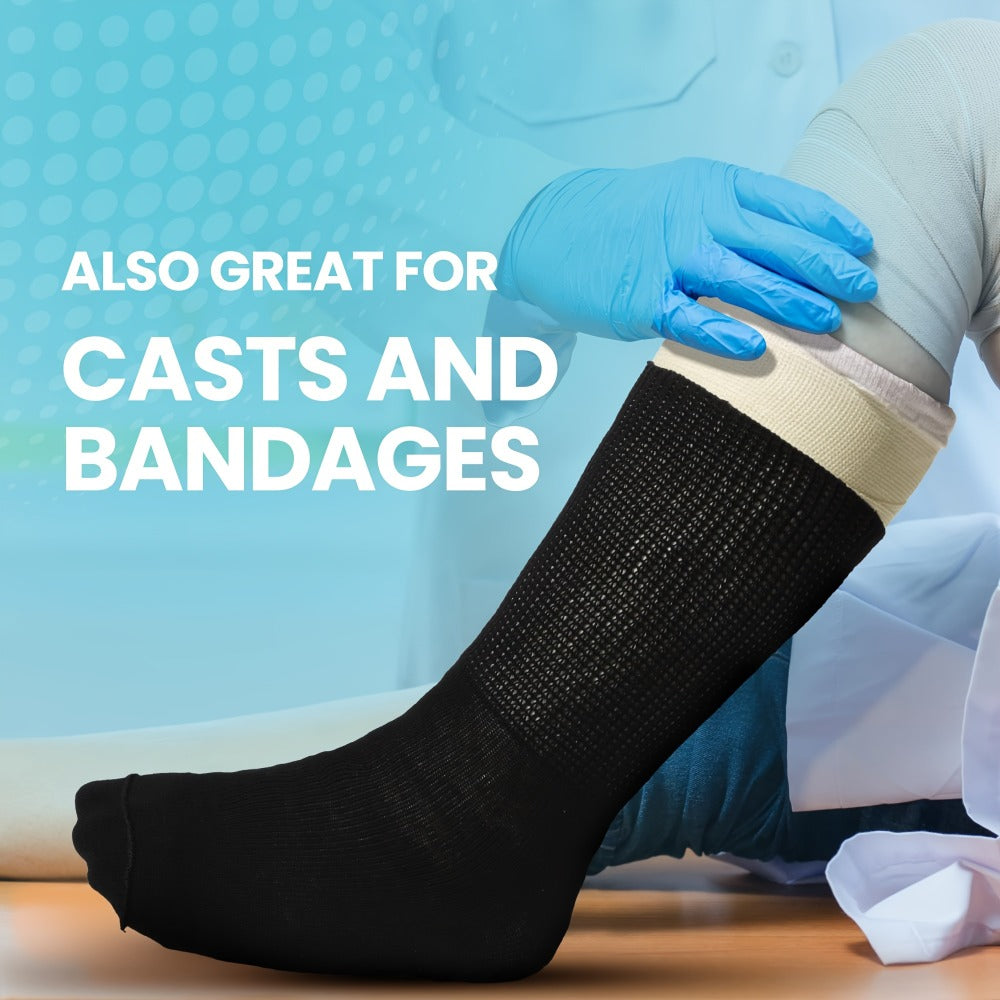 Extra Wide Socks for Swollen Feet 6 Pairs Stretch to 30 Inch Non-Binding Seamless Loose Fit Neuropathy Bariatric Edema Socks for Men Women Plus Size Seniors Multi Color - product image 10