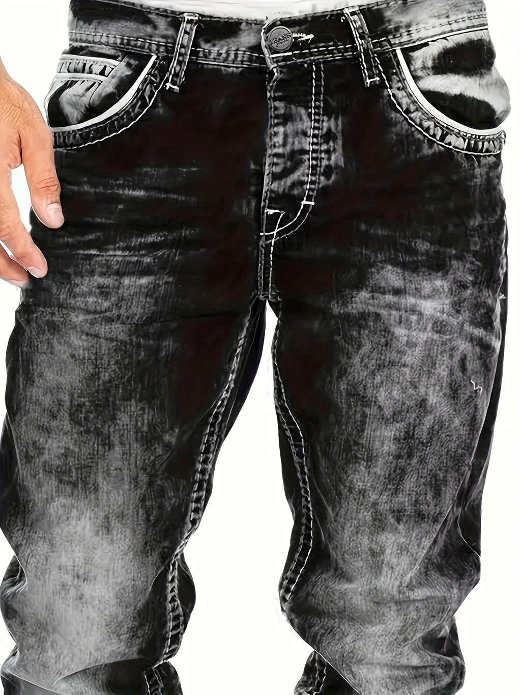 American Snowflake Washed Men's Jeans, Fashionable and Versatile Straight Pants, Elastic Jeans Suitable for All Seasons Pantalones Para Hombres Mens Clothes - product image 12