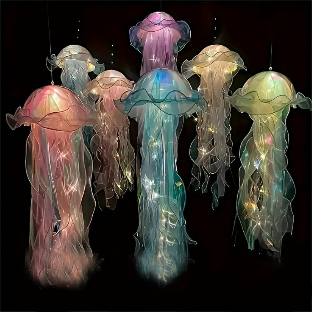 Jellyfish Lantern Party Decorations 5 Pack – Colorful Translucent Ribbon Hanging Lights for Halloween Christmas Wedding Birthday, Indoor Outdoor Festive Event Decor (Crystal Ribbon - product image