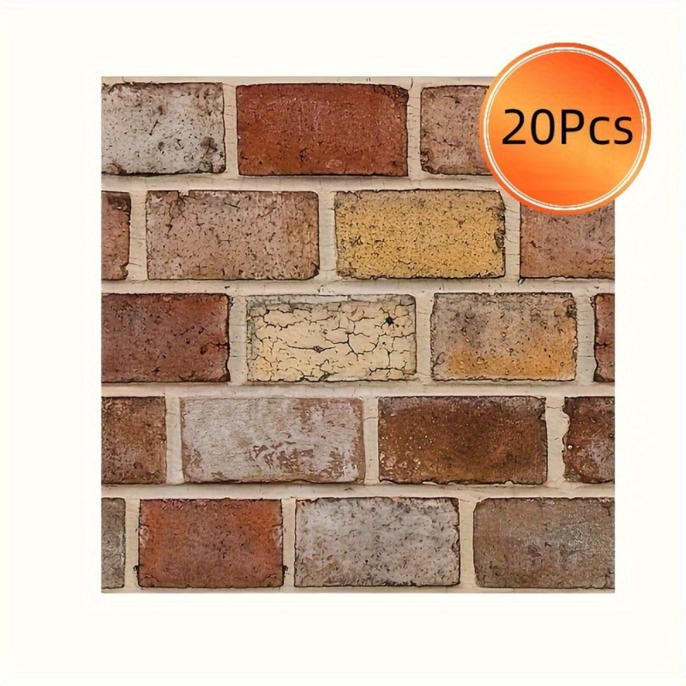 Peel and Stick Tile Stickers 20pcs Vintage Brick Pattern Self-Adhesive Waterproof Wall Tiles for Kitchen Bathroom Toilet – Removable Oil-Proof Backsplash Wall Art Decor - product image 3