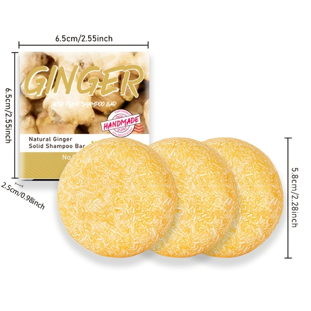 Ginger Shampoo Bar 3pcs × 60g — Natural Handmade Solid Shampoo Bar, Sulfate-Free, Paraben-Free & Vegan | Scalp Stimulating Ginger Formula for Hair Growth | All Hair Types | Unisex  - product image 3