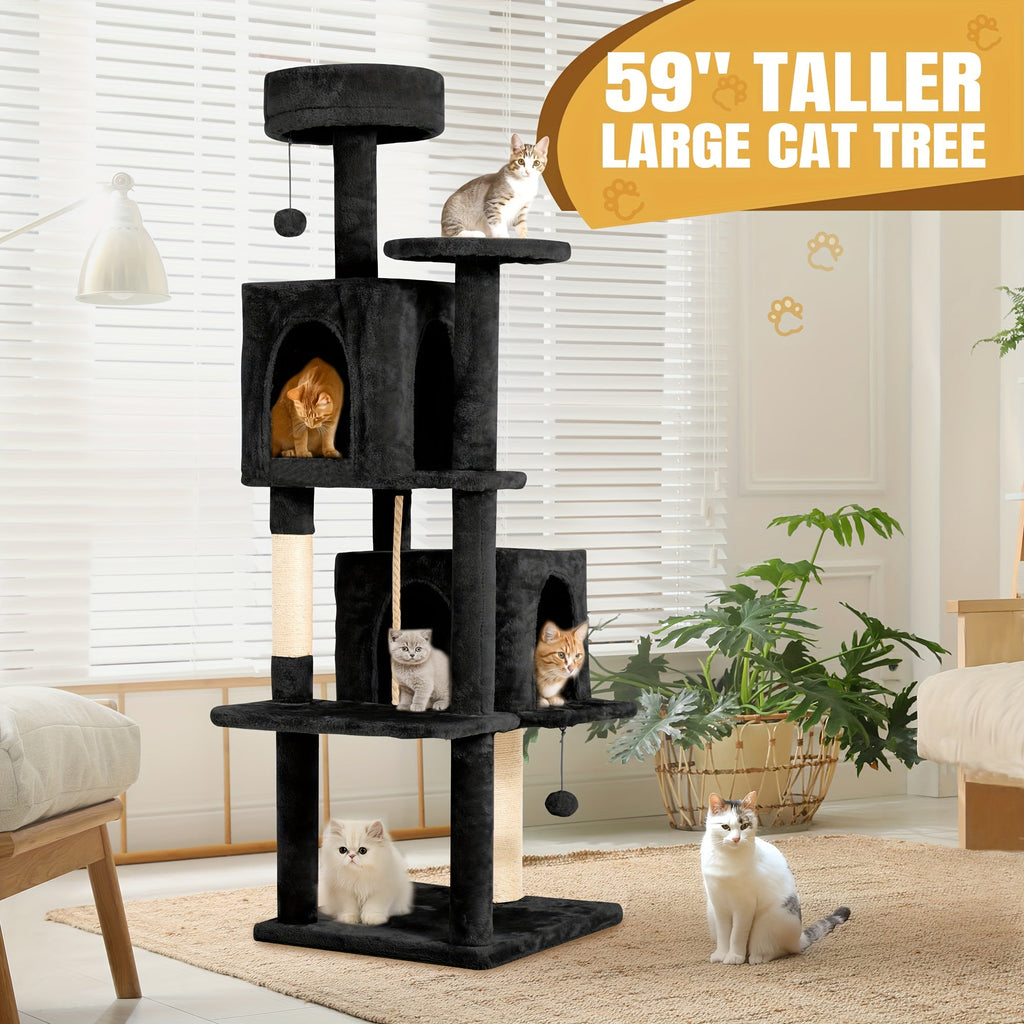 Cat Tree Tower 59 Inch Large Multi-Level Cat Tower for Indoor Cats with Plush Resting Area, Sisal Scratching Post & Hanging Ball Toy | Tall Cat Furniture for - product image 2