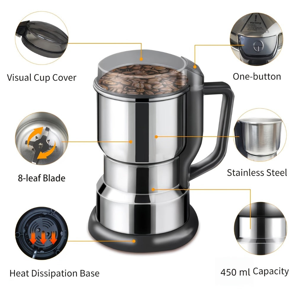 Electric Coffee Grinder 300W 25000RPM – 8-Blade Stainless Steel Spice & Grain Mill for Coffee Beans, Nuts, Spices | Home, Cafe & Camping - product image 21