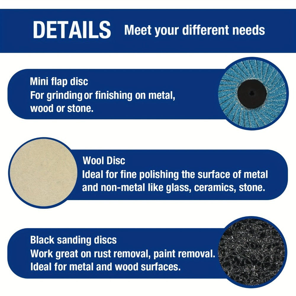 108pcs 2 Inch Sanding Discs Set with 1/4" Holder – Roloc Quick-Change Surface Conditioning Discs for Die Grinder, Rust & Paint Removal, Polishing & Grinding - product image 5