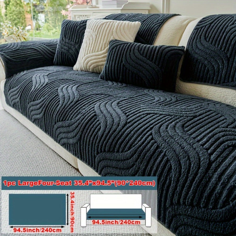 Stretch Velvet Sofa Cover Non-Slip | Plush Shu Velveteen Couch Slipcover, Modern Luxury Pet Friendly Machine Washable, 2 3 4 Seat, Armrest & Pillowcase, Living Room Bedroom Office - product image 7