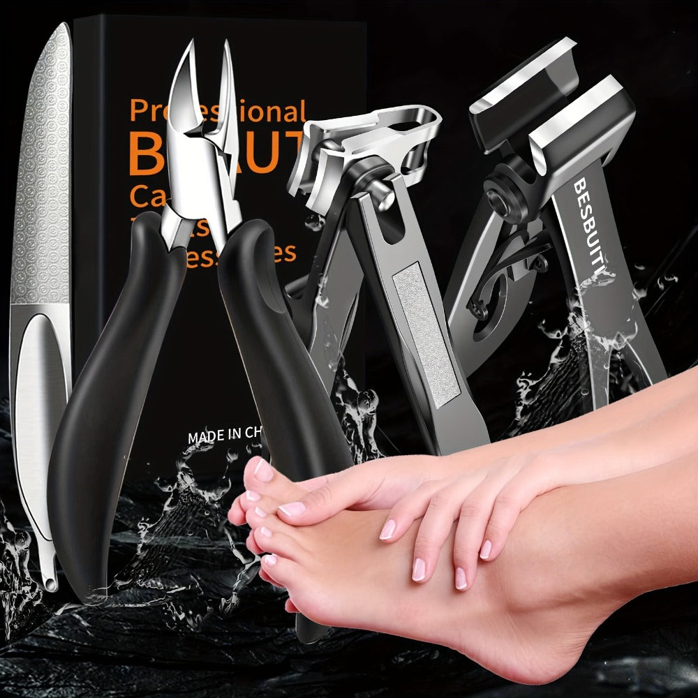 Thick Toenail Clipper Set for Seniors & Diabetics — Wide Jaw Ingrown Toenail Clipper, Heavy Duty Angled Nail Clipper & Nail File Kit for Men and Women, Professional Thick Nail Cutt - product image 2
