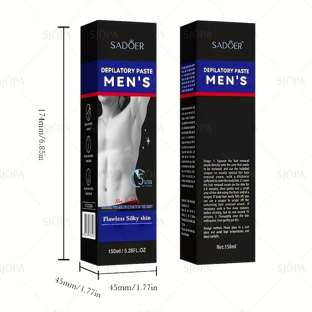 Hair Removal Cream for Men 150ml Fast Painless Depilatory for Body Face Underarm Leg & Intimate Area – Smooth Skin Formula, Razor-Free Grooming, Father's Day Gift - product image 4