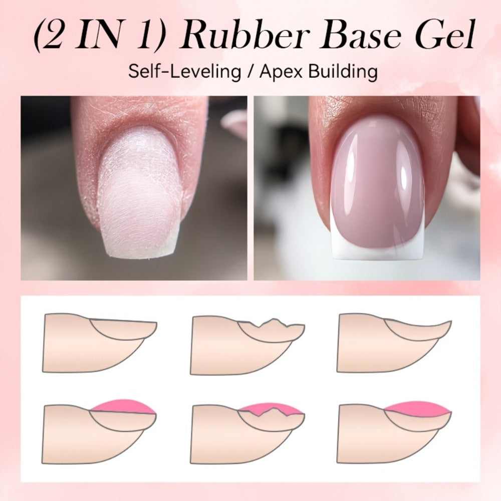 Rubber Base Gel Polish Set 6pcs Nude Pink 2-in-1 Builder Base Coat – Self-Leveling Soak Off UV LED Semi-Permanent Long-Lasting Gel Manicure Kit 0.24oz Each for DIY & Salon Nail Art - product image 11