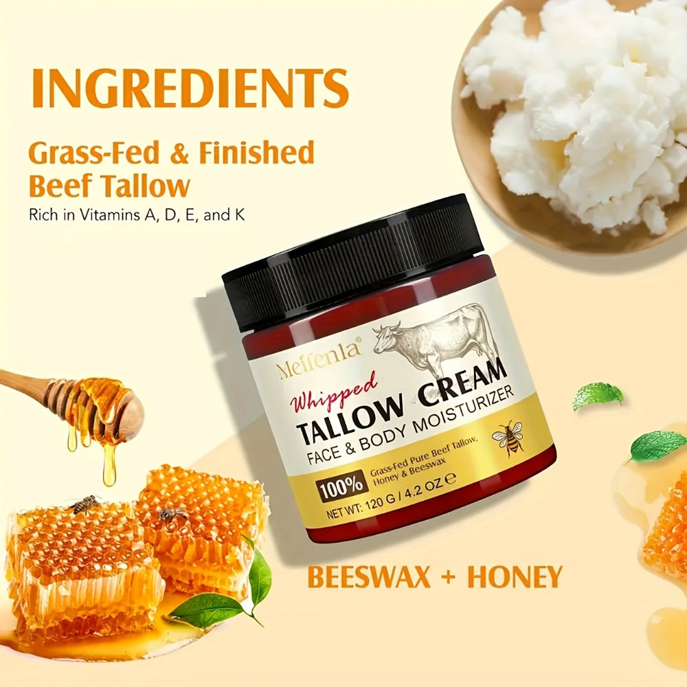 Whipped Tallow Cream 120g Grass-Fed Beef Tallow Honey Beeswax Moisturizing Face Body Hand Cream All Skin Types No Artificial Fragrance Skin Barrier Support - product image 9
