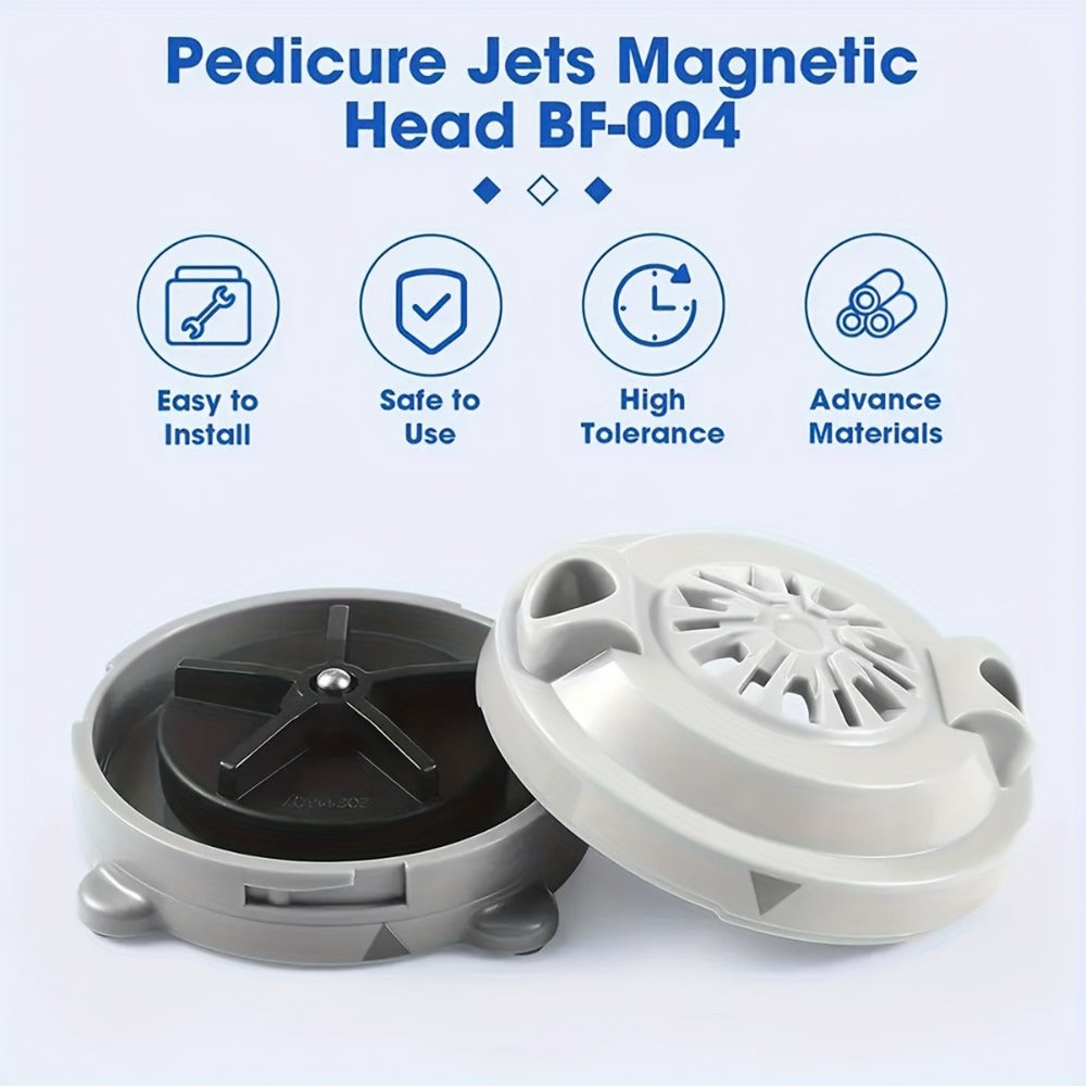 Magnetic Pipeless Jet Head Motor Replacement for Pedicure Spa Chair — Rotating Jet with Propeller & Cap, 4-Pin Connection, Luraco Compatible, Easy Clean, Durable Plastic, Grey - product image