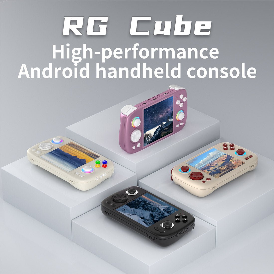 Anbernic RG Cube Retro Handheld Game Console Android 13 Square 3.95" IPS 720×720 Hall Effect Joysticks RGB DP Output 8GB RAM 128GB 5200mAh Battery Drift-Free Carry-along Emulator for Kids Teens Adults