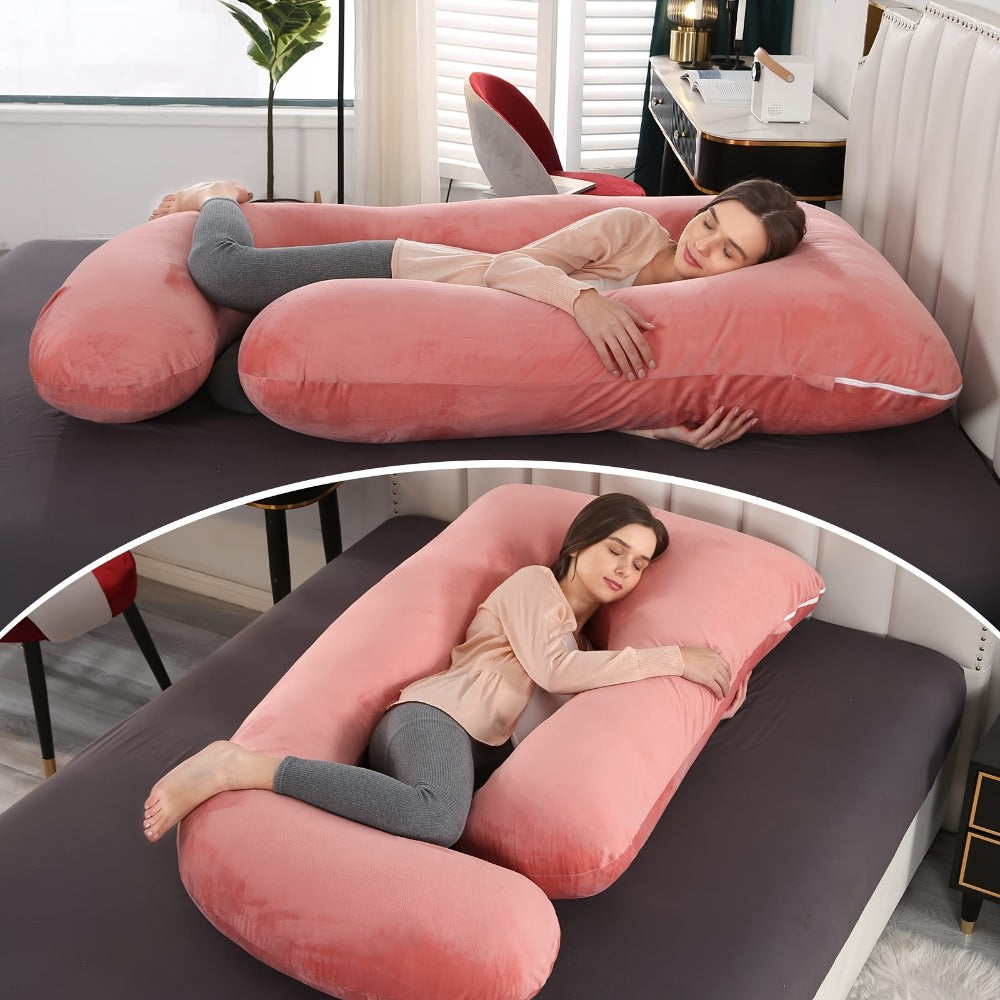 Maternity Pillow Full Body Pillow J-Shaped Pregnancy Pillow with Removable Cover Back Leg Tummy Support Multiple Styles & Sizes - product image 12