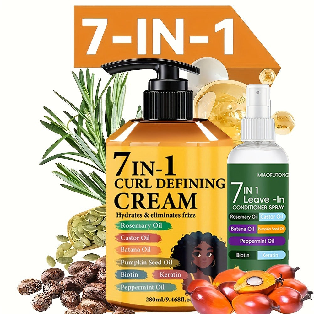 Rosemary Hair Growth Styling Cream & Leave-In Conditioner Spray Set 2pcs - 7-in-1 Formula with Castor, Batana & Pumpkin Seed Oil, Biotin & Keratin for All Hair Types | 9.47oz + 3.3 - product image 4