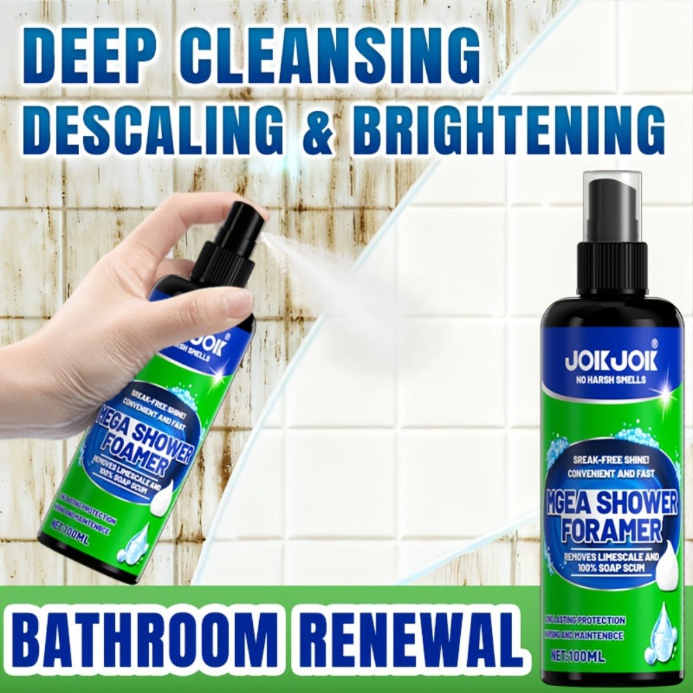 Bathroom Cleaner with Sponge 3.38oz - Deep Cleaning Stain Removal Scrub for Tiles Tub Fixtures - Removes Soap Scum Hard Water Stains Mildew - Multi-Surface Bath Cleaner Shiny Strea - product image