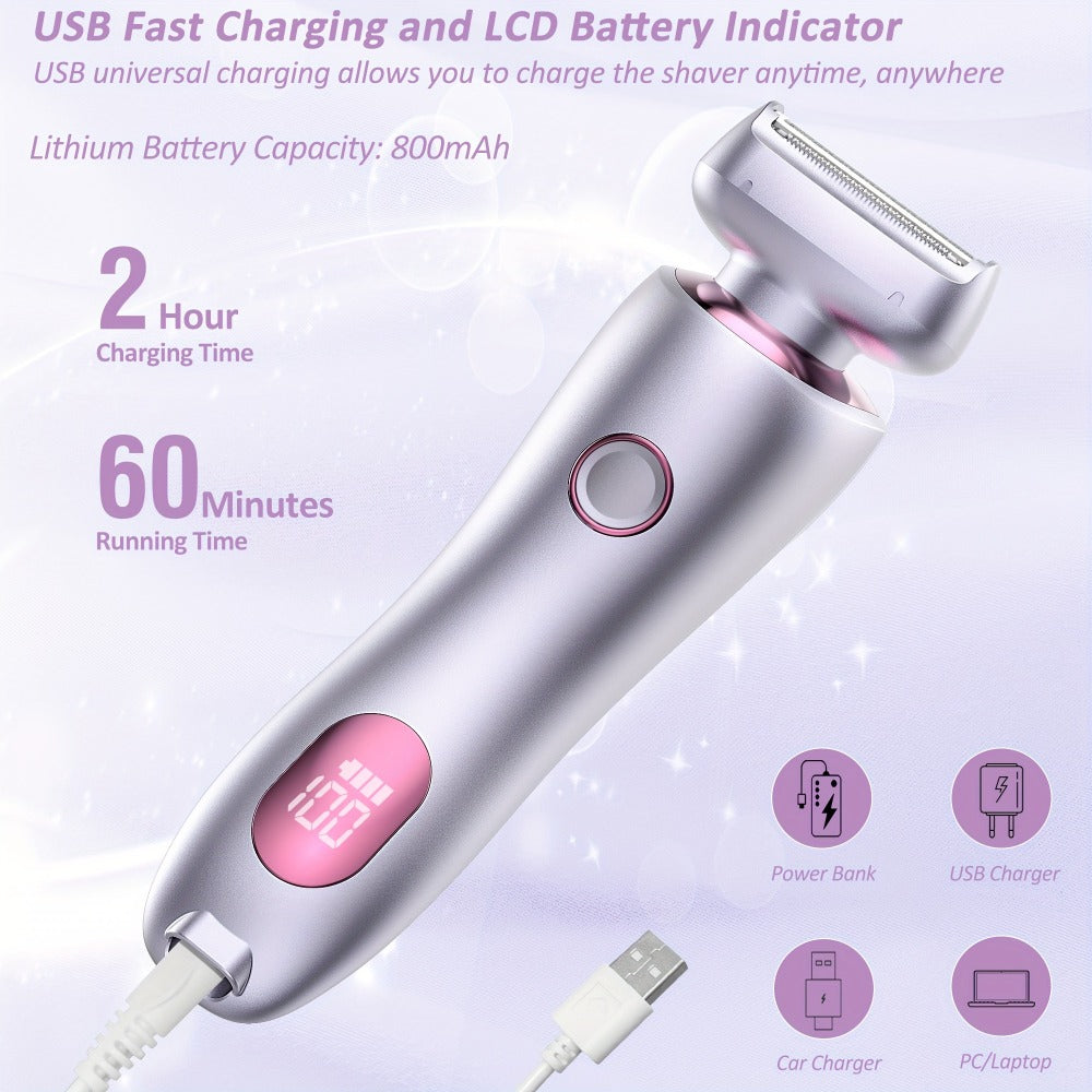 Bikini Shaver for Women Waterproof Rechargeable Stainless Steel Blade Electric Body Hair Razor – Wet & Dry Pubic Legs Arms Underarm Hair Removal, Portable Close Shave Purple - product image 8