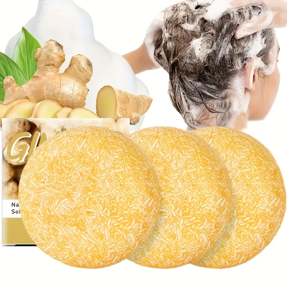 Ginger Shampoo Bar 3pcs × 60g — Natural Handmade Solid Shampoo Bar, Sulfate-Free, Paraben-Free & Vegan | Scalp Stimulating Ginger Formula for Hair Growth | All Hair Types | Unisex  - product image 4