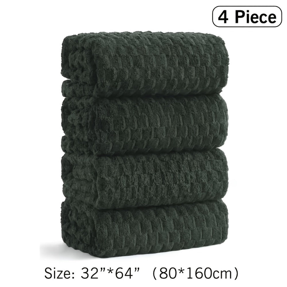 Oversized Bath Towel Set 800GSM 32x64 Inch Extra Large Microfiber - Ultra Soft Quick Dry Striped Spa Grade | Single or 4pcs Random Color | Beige White Light Blue Dark Gray | Modern - product image 17