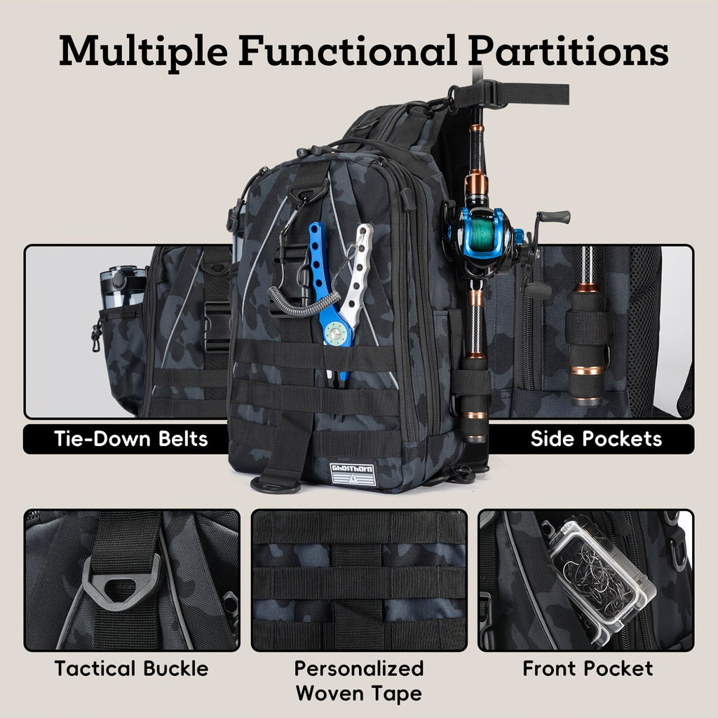 Waterproof Fishing Backpack Tackle Sling Bag | Rod Holder Daypack for Shore, Kayak & Fly Fishing | Men Women Outdoor Gear - product image 3