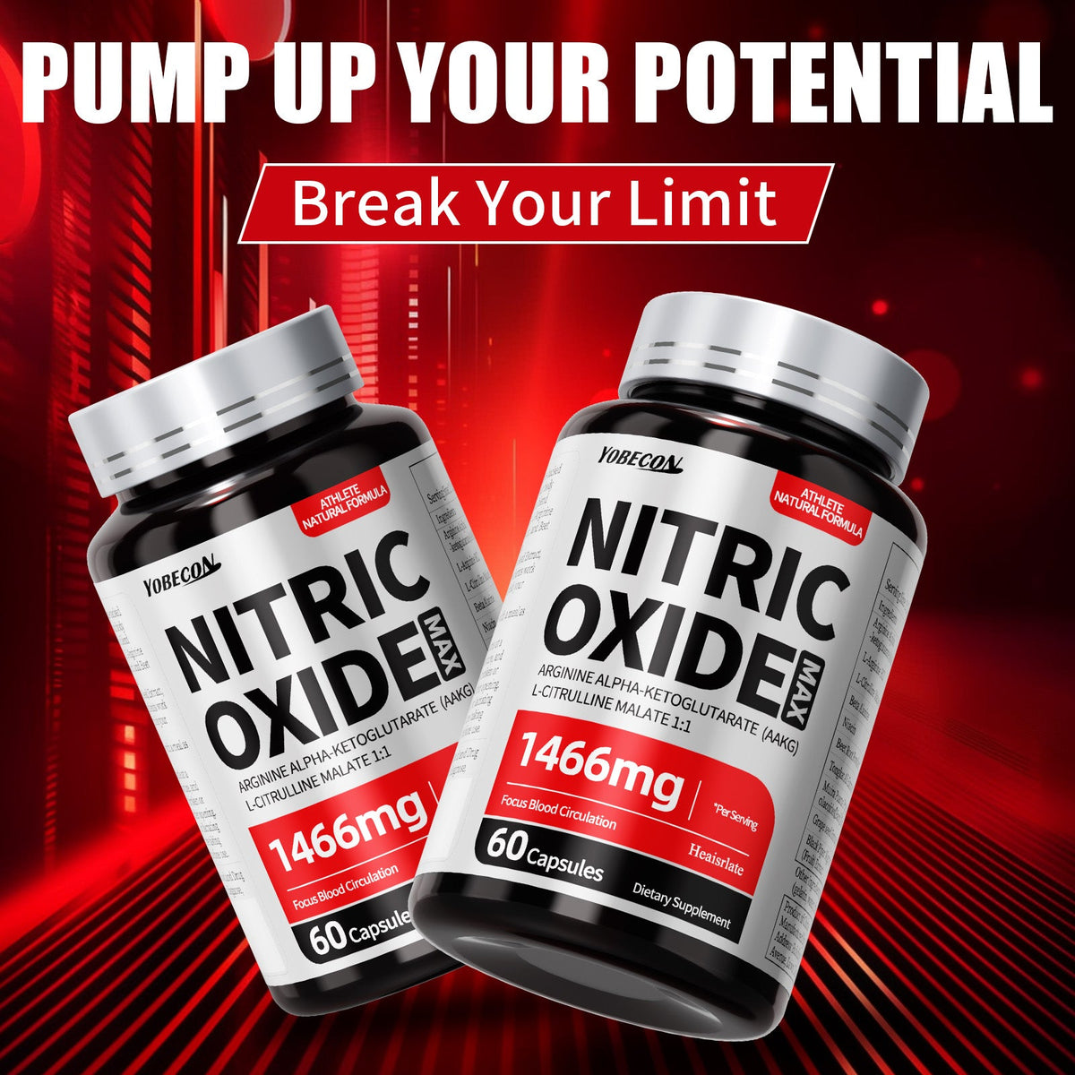 Nitric Oxide Supplement 1466mg with L-Arginine, L-Citrulline & Beet Root — Boosts Blood Flow, Muscle Pump, Endurance & Athletic Performance | Pre-Workout Capsules for Men & Women | - product image 14