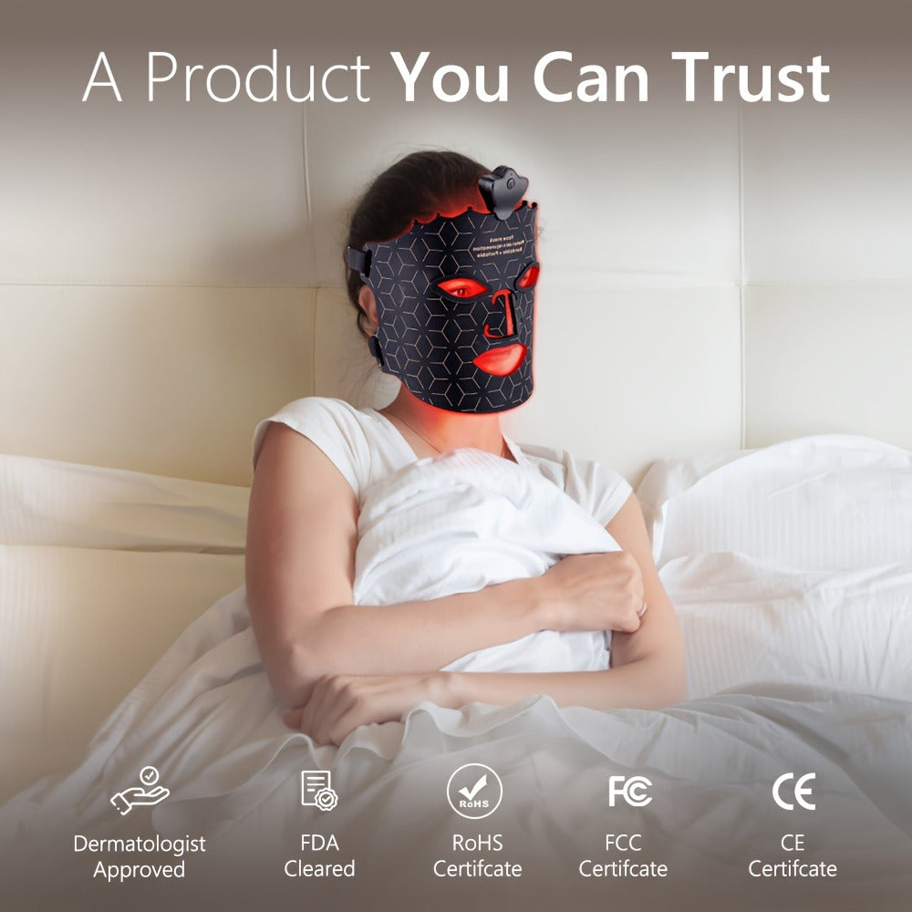 Red Light Therapy Face Mask 7 Color LED – FDA Cleared Silicone Mask for Anti-Aging, Wrinkles, Acne & Skin Whitening, Eye Protection, USB Rechargeable - product image