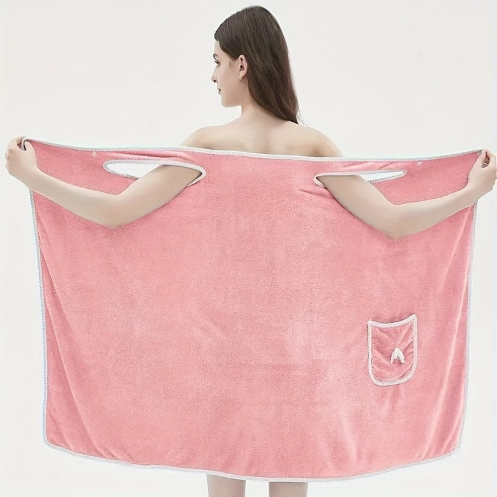 Wearable Bath Towel Wrap Coral Fleece Bow-Knot Strapless Bathrobe Quick Dry Absorbent 260GSM Soft Skin-Friendly Adult Shower Towel for Bathroom Beach Spa Light Purple Pink - product image 9