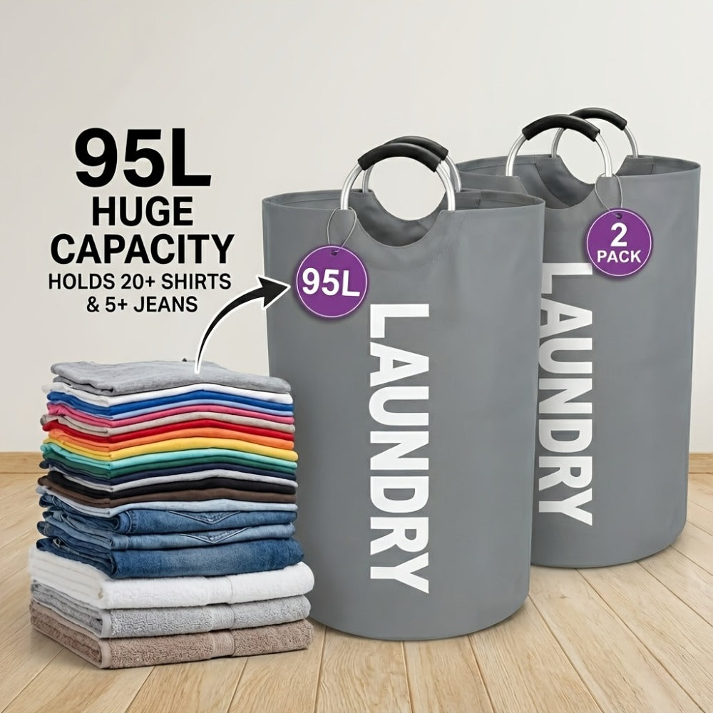 Extra Large Foldable Laundry Basket Set 95L/25.1 Gal Waterproof Oxford Cloth Tall Storage Baskets for Bedroom Bathroom Dorm Wardrobe Organization - product image 20