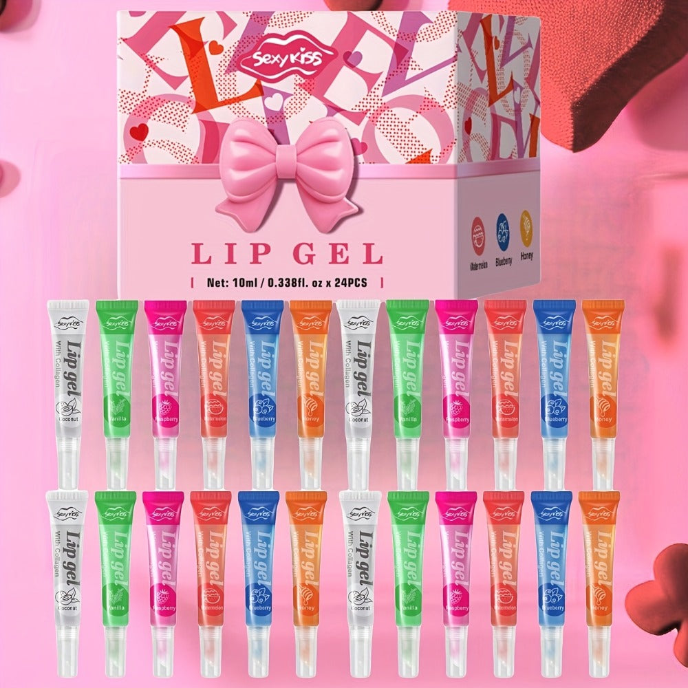 Lip Balm Set 24 PCS Luxury Gift Box Moisturizing Glossy Lip Gel Collection Hydrating Healing Chapped Lips Long Lasting Nourishing Lip Care Kit for Women Girls Birthday Christmas Va - product image 4