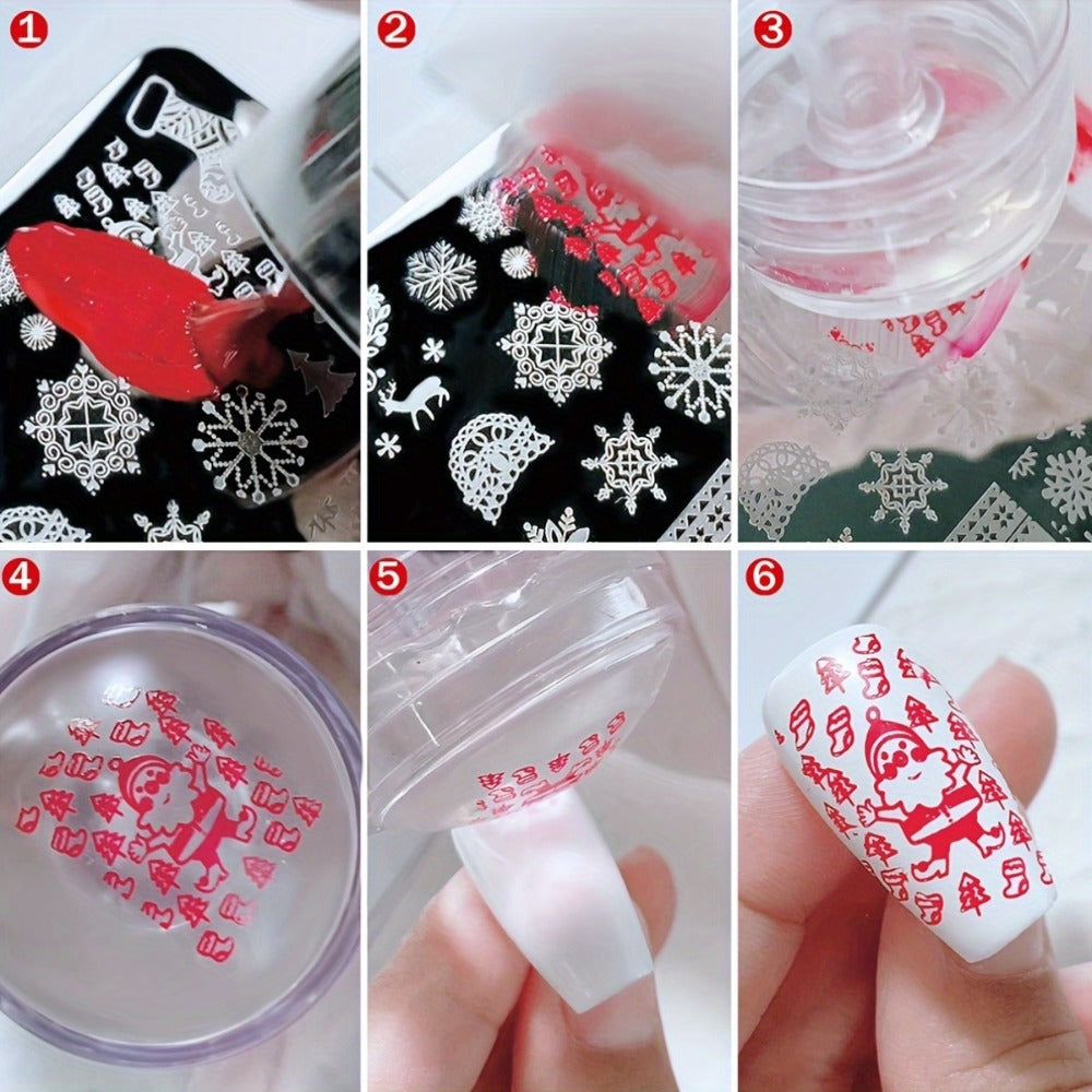 Nail Stamping Plate Set 9Pcs with 7 Mixed Design Stainless Steel Plates – Complete Nail Art Stamp Kit with Stamper & Scraper for Floral Geometric Abstract DIY Manicure Printing, Re - product image 5