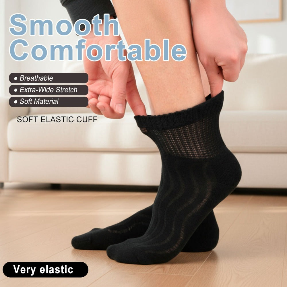 Diabetic Socks for Men & Women, 12 Pairs Non-Binding Wide Top Ankle Socks with Extra Cushioned Sole, Seamless Toe, Soft Cotton Comfort Socks for Sensitive Feet, Black & White - product image 11