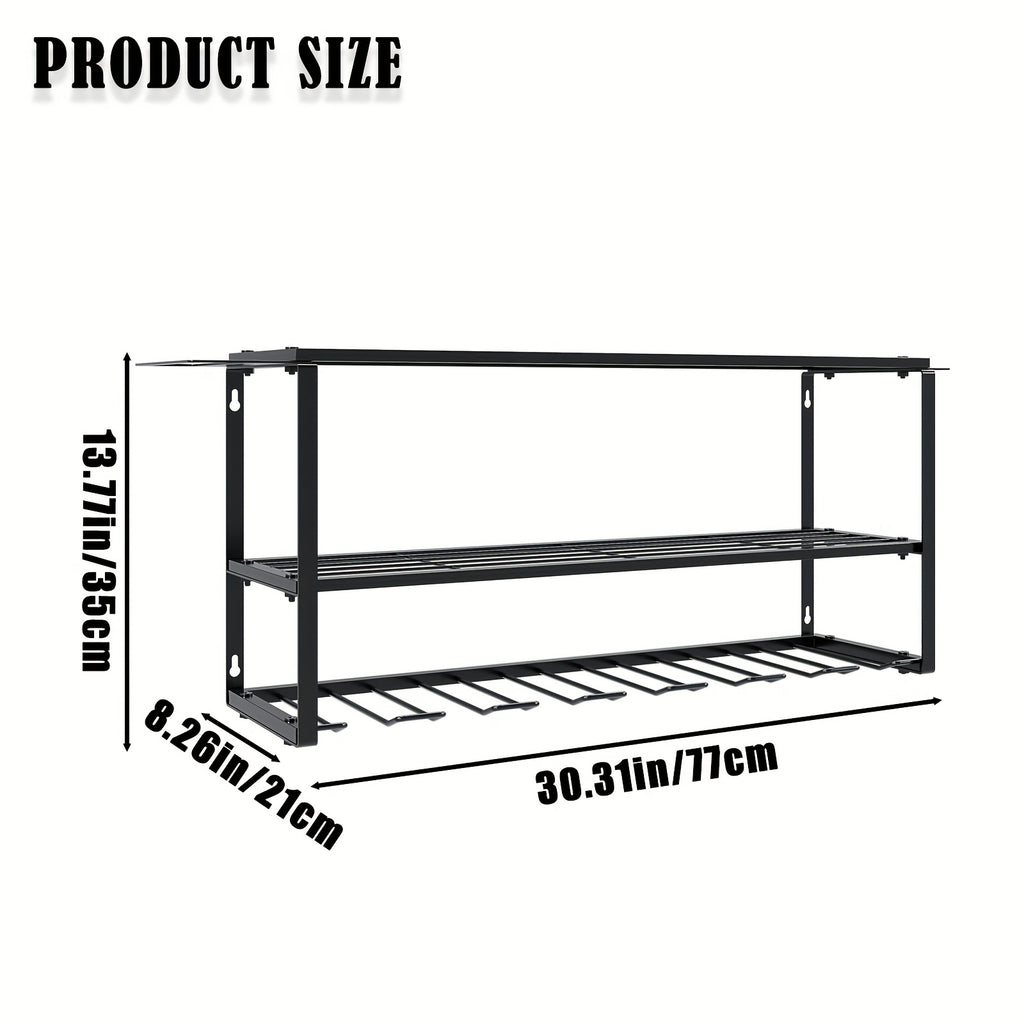 Power Tools Storage Rack, Wall Mount-150 Lb. (68 Kg) Load Bearing 3-story Storage Rack With 7 Bit Holders For Drilling Cordless Tools, Heavy-duty Iron Garage - product image 3