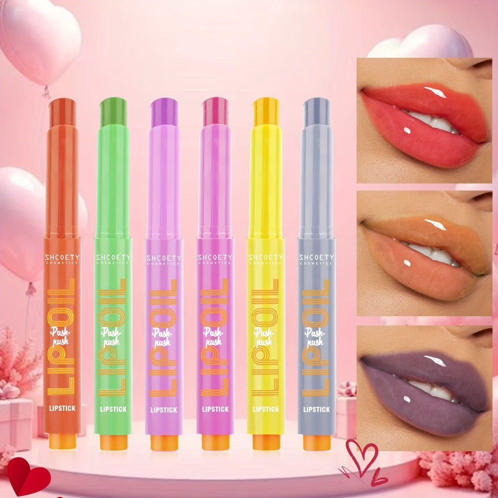 6-Piece Neon Press-On Lip Gloss Set High-Gloss Moisturizing Long-Lasting Bold Lip Makeup — Vibrant Mixed Shades Plumping Glossy Lipstick Bundle Gift Set for Women Girls All Skin To - product image