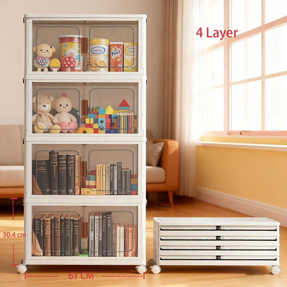 Foldable Storage Cabinet with Door – Multi-Layer Stackable Storage Box for Shoes, Clothes & Books | Large Closet Organizer for Bedroom, Bathroom, Kitchen, Office & Wardrobe - product image 17