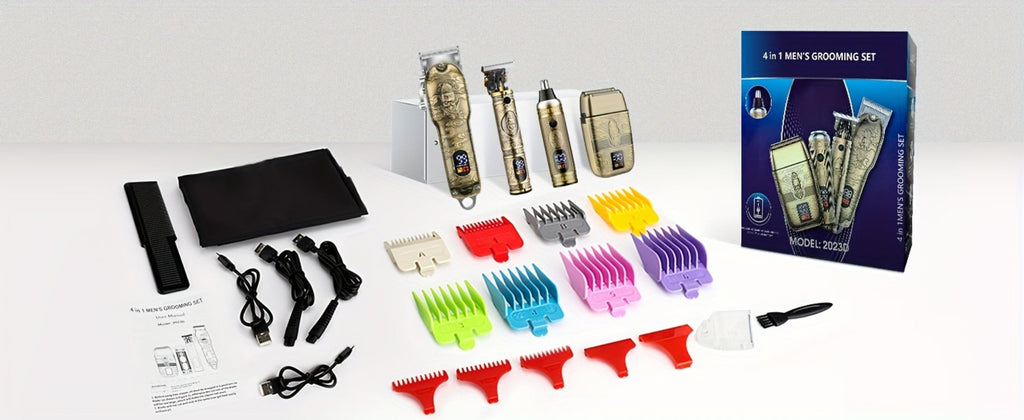Professional Hair Clippers Trimmer Set for Men - T-Blade Trimmer Nose Hair Trimmer Electric Razor LCD Display USB Rechargeable Zinc Alloy Ergonomic Grooming Kit Bronze - product image 12