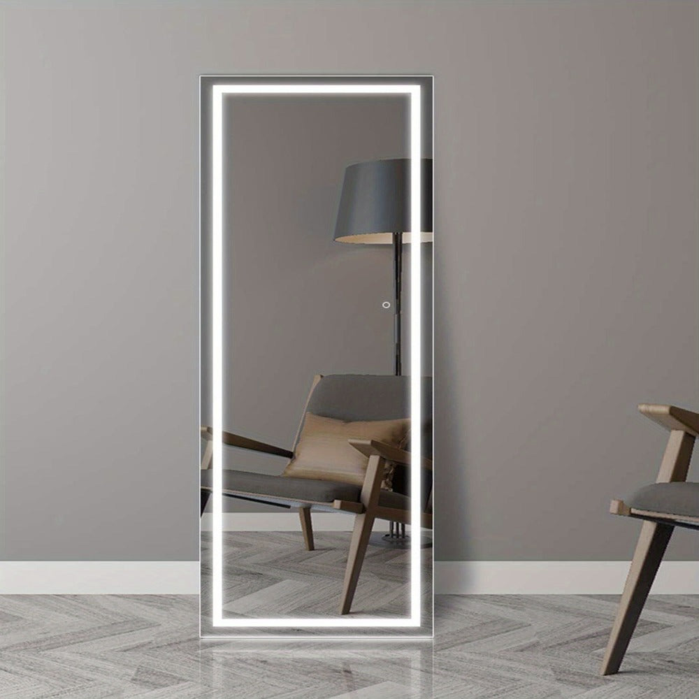 Full Length Mirror with LED Lights & Touch Sensor – 64"x21" Dimmable Smart Floor Mirror, Wall Mount or Freestanding, Slim Modern Frame for Bedroom, Vanity & Dressing Room - product image 4