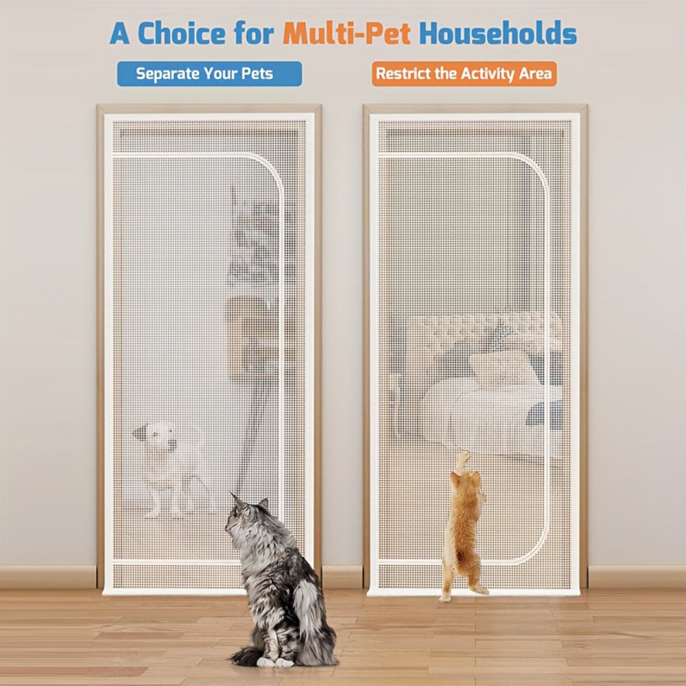 Cat Proof Door Curtain Pet Gate - Double Stitched Durable Scratch-Resistant Screen, Indoor Cat Barrier Door Cover for Doorways, Multiple Sizes, White & Black, Keep Cats In or Out o - product image 7