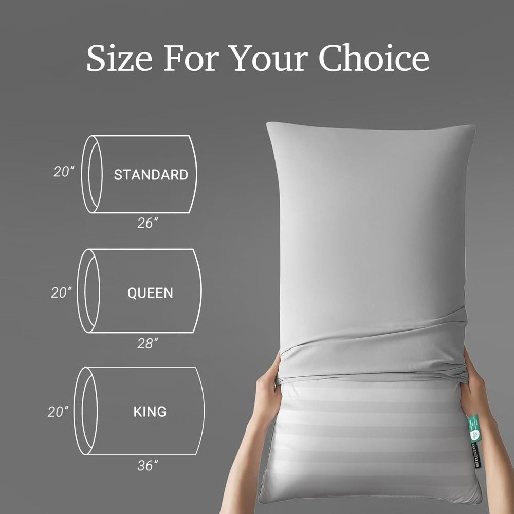 Hotel Collection Feather Down Bed Pillows Set of 2 – 500 Thread Count 100% Cotton, Soft Hypoallergenic Queen King Standard Size Back Side Sleeper Pillow 2 Pack - product image 2