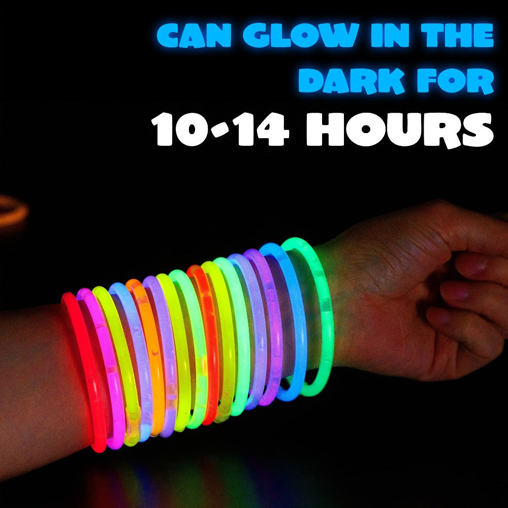 7 Colors Glow in the Dark Bracelets & Necklaces for Halloween Christmas New Year Party Supplies Favors Concerts Festivals – 144-Piece Glow Sticks Bulk Pack 8 Inch