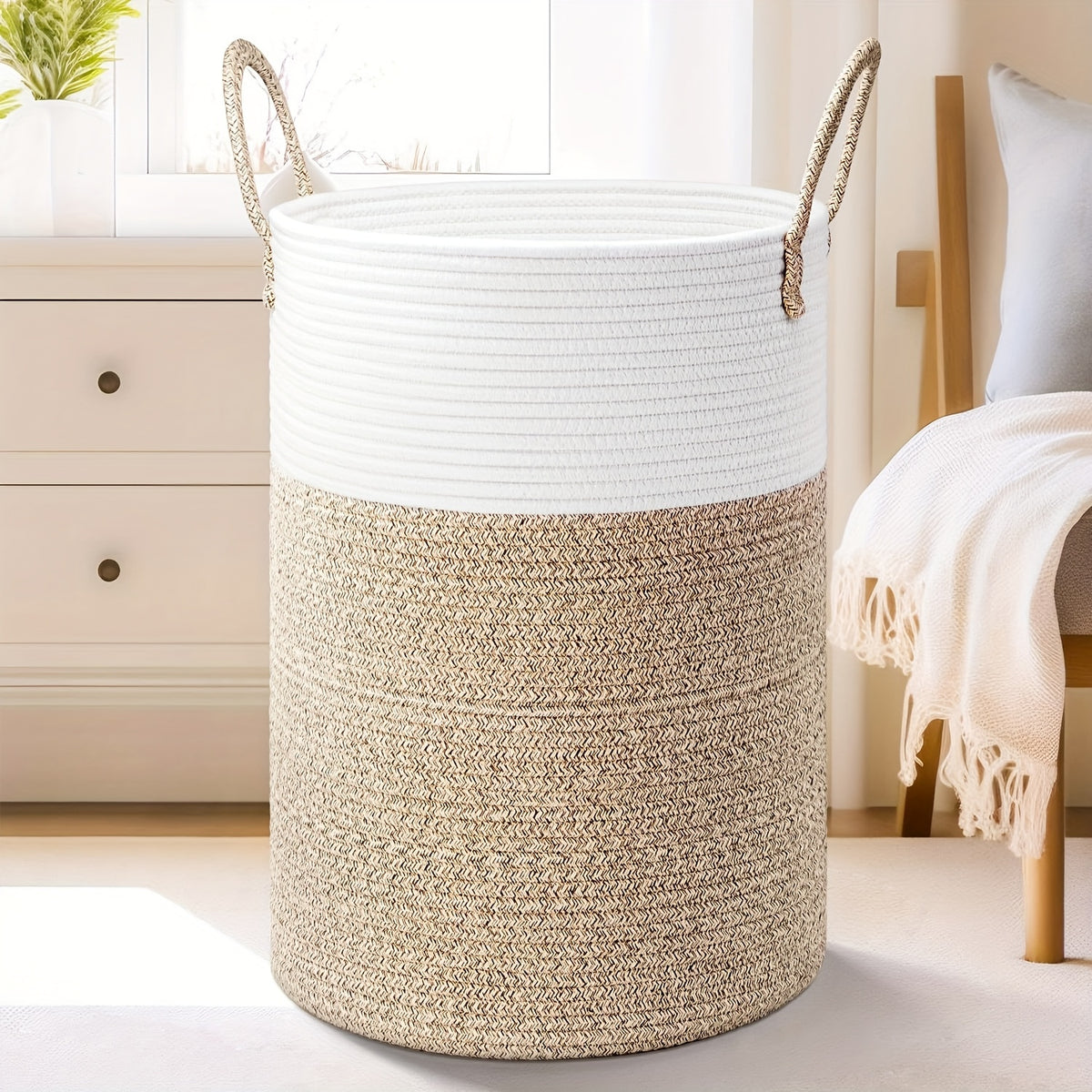 Collapsible Laundry Basket, Woven Rope Laundry Hamper, 12.15gal/15.85gal/21.13gal/26.42gal Laundry Bag for Decor Storage of Dirty Clothes, and Blankets in - product image 14