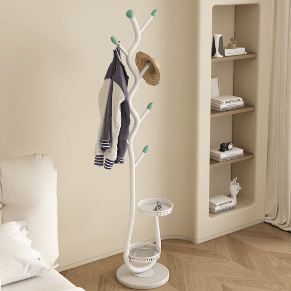 Clothes Rack Freestanding Metal with Shelf - Heavy Duty Garment Rack for Bedroom, Entryway & Closet, Vertical Coat Stand with Bottom Shelf for Coats, Hats, Scarves, Bags | White, B - product image 15