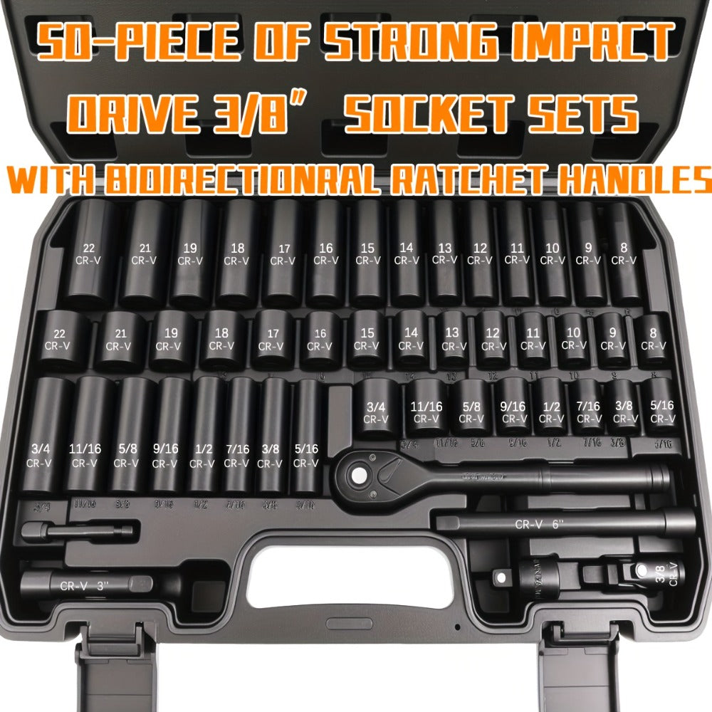 Ratchet Socket Wrench Set with Handle – 50/53/96/123/218/999PCS | 3/8" Drive CR-V Steel | Metric & Imperial Sizes | Car Maintenance, Boat & Home Repair Tool Kit for Mechanics - product image 5