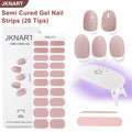 Gel Nail Art Kit Semi-Cured Nail Stickers 20 Designs with Portable UV Lamp Full Coverage Soft Gel Nail Patches Nude Nail Wraps for Women Party Birthday Gift Home Manicure - product image 12