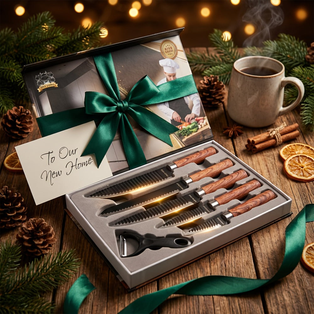 Hand Forged Chef Knife Set with Knife Rack Butcher Knife Bone Cutter Meat Cleaver Vegetable Chopper Kitchen Knife Set for Cooking Camping BBQ Outdoor Hunting Holiday Gift - product image 3