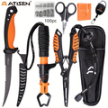 Bait Knife, Luya Tongs, Knife Sharpener, Fishing Line Clippers & Anti-Loss Stretch Rope, Orange High-Visibility Fishing Tool Kit for Outdoor Camping Hiking - product image 2